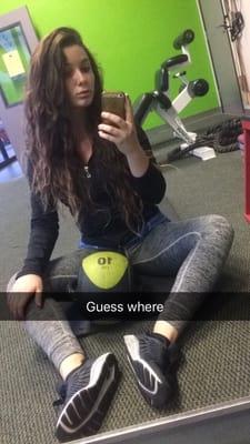 "Why am I sitting at the gym?" You ask?  For a quick selfie duh!