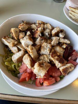 Small chopped green with chicken.