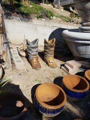 Patio Furniture Plus:  big ol' boot pots, $120 each