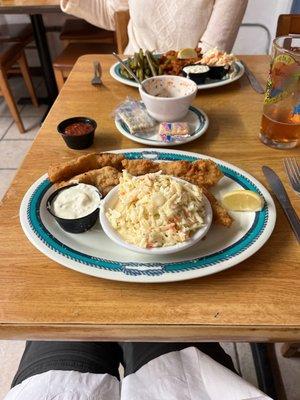 Grouper fingers. Wife has fried clams.