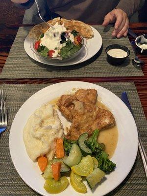 Chicken Francaise and Buffalo chicken quesadillas