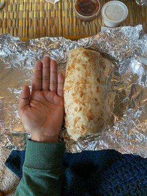 Super vegetariano burrito, hand for size reference :)