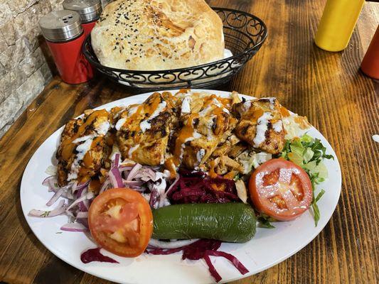 Chicken Gyro and Chicken Shish Combination