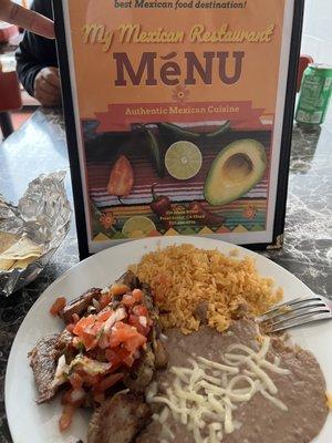 Menu with new restaurant name, "My Mexican Restaurant "