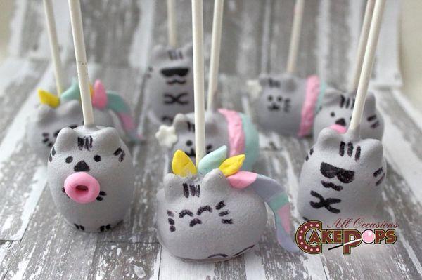 Pusheen cat cake pops