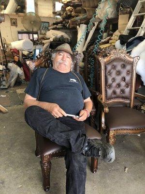 Jose Gutierrez owner of Chevy's Upholstery Shop.