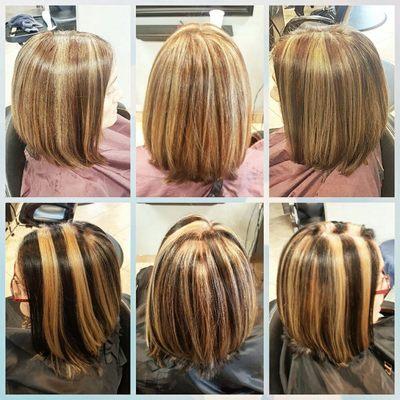 4.5 hour color correction. We pulled out the black and thinned the highlighting pattern for a more natural look.