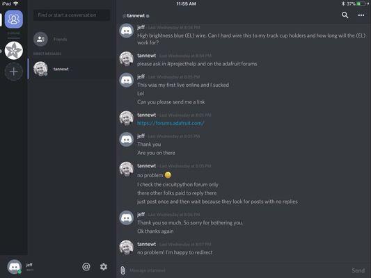Conversation with someone from adafruit.