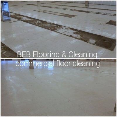 Extreme commercial VCT tile floor cleaning by BEB Flooring & Cleaning.