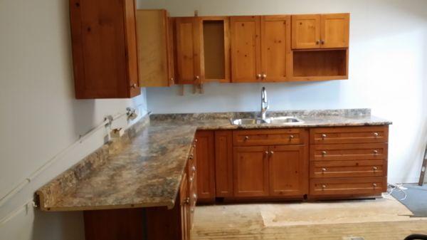 Habitat for Humanity,cabinets and counters, installed before painting.