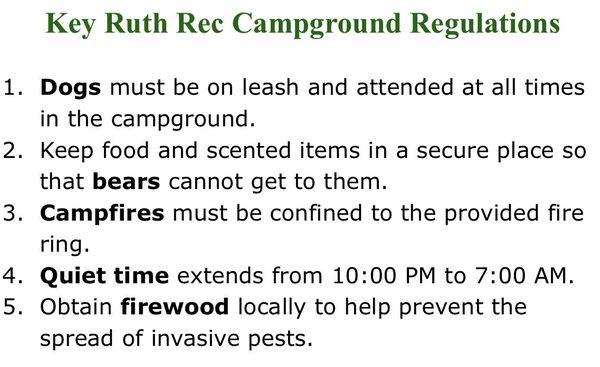 Main campground rules