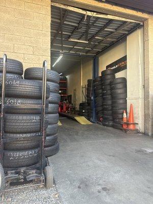 One side of their garage