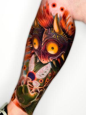 Skull kid, Majora's Mask, legend of Zelda. Color realism tattoo