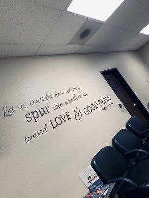 Scripture all over the walls