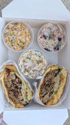 Duck, Duck... Sandwich, Picnic Pasta Salad, Loaded Baked Potato Salad, and Street Corn Salad | Instagram: @telephonesmoothie