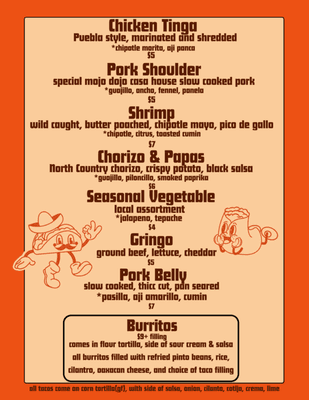 WINTER 2023 TACO MENU