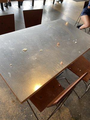 All tables were like this. Completely filthy would never sit down to eat here