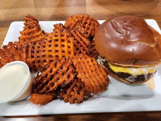 Mcfry burger with chili and coleslaw