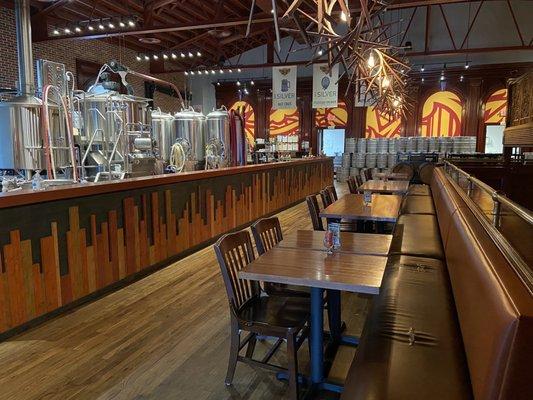 Dining area next to brewery on main floor