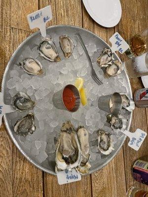 West coast oyster platter ($40)