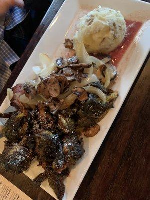 Steak Medallions w/ Brussels sprouts and mashed potato