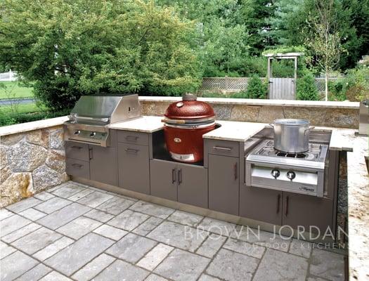 Powder coated stainless steel outdoor kitchen cabinetry