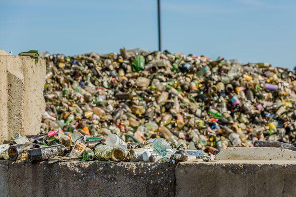 Recyclables waiting to be picked up from WPWMA's campus