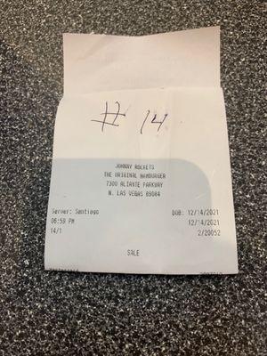 Receipt for date and time of experience.