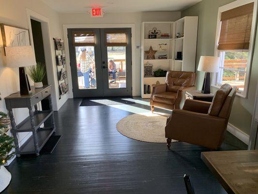 sitting area and door to back porch