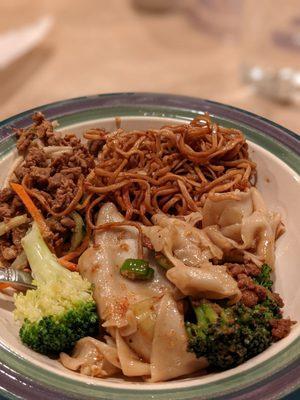 Clockwise from the top: Henan Gravy Noodles, Oil Spill Noodles and Wuhan Noodles