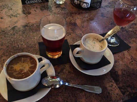 Texas chili and New England clam chowder. Both were good.