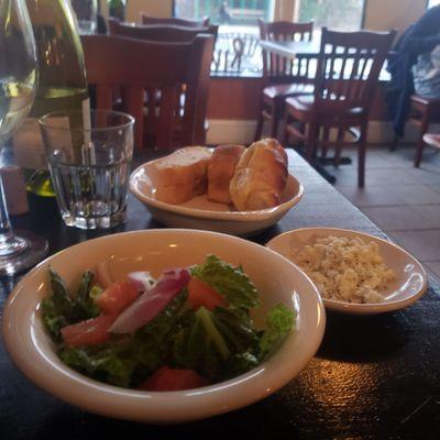 Salad and garlic knot bread..the best!