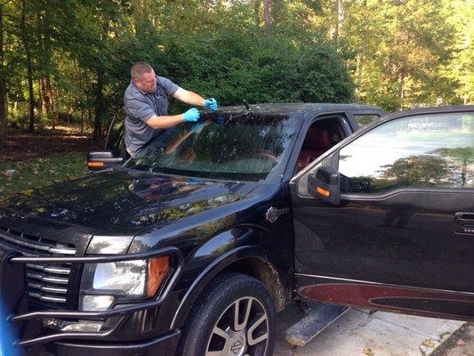 Taking the windshield out of this F150 Harley Davidson Edition.