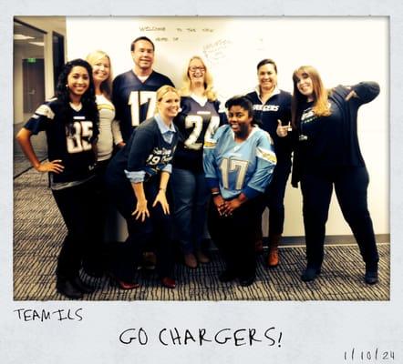 Team ILS showing San Diego Charger Pride!