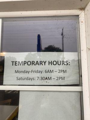 Temporary hours 2023