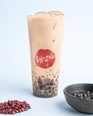 Boba Milk Tea w/Red Beans