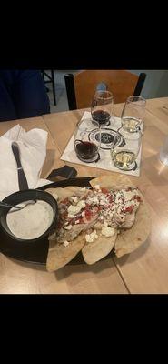 Chicken pita & flight of wine