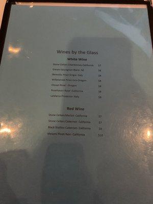 Wine menu