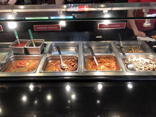 Various options of chicken and crawfish is on the left hand side.