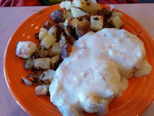 Biscuits and gravy with spuds