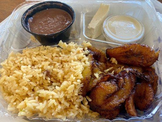 Rice, beans, and plantains - Really good!