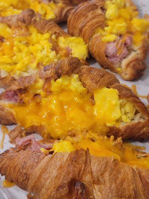 Ham egg n cheese stuffed croissant