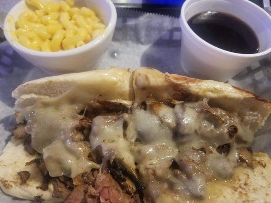 French Dip  with Mac and Cheese