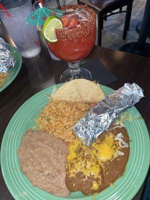 Combination plate & strawberry margarita