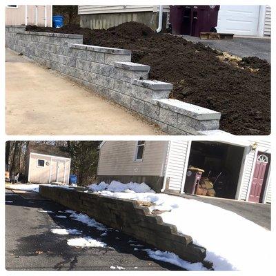 Before and after block retaining wall