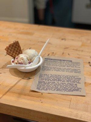 Wedding Cake and Honey Vanilla Bean ice cream