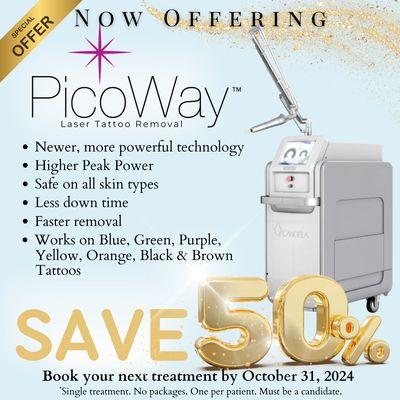 SAVE 50% on Laser Tattoo Removal with the most powerful technology available.