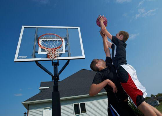 Goalsetter adjustable in-ground basketball hoops are the best in basketball. Competition-grade systems for the driveway, backyard, or gym.