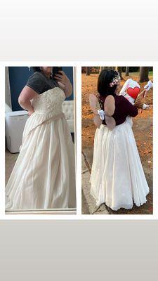 Wedding dress turned into a skirt for a Halloween costume.