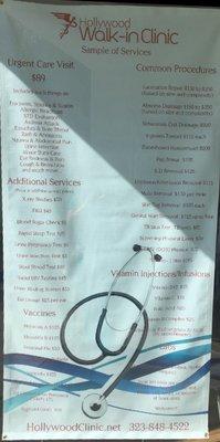 Menu of Services